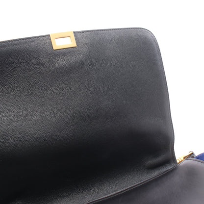 トラペーズ ミディアム 2WAY ハンドバッグ ハラコ レザー ブラウン ブルー ブラック セリーヌ