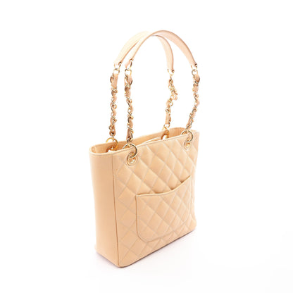 マトラッセ PST チェーンショルダーバッグ チェーントートバッグ キャビアスキン ベージュ ゴールド金具 シャネル バッグ CHANEL