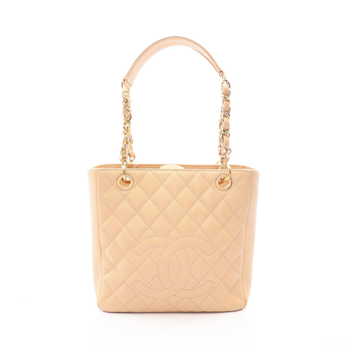 マトラッセ PST チェーンショルダーバッグ チェーントートバッグ キャビアスキン ベージュ ゴールド金具 シャネル バッグ CHANEL