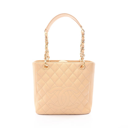 マトラッセ PST チェーンショルダーバッグ チェーントートバッグ キャビアスキン ベージュ ゴールド金具 シャネル バッグ CHANEL