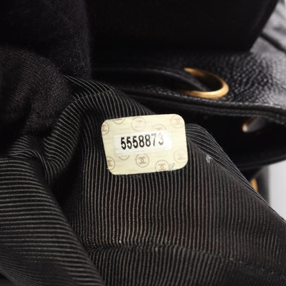 トリプルココ バックパック リュックサック キャビアスキン ブラック ゴールド金具 シャネル