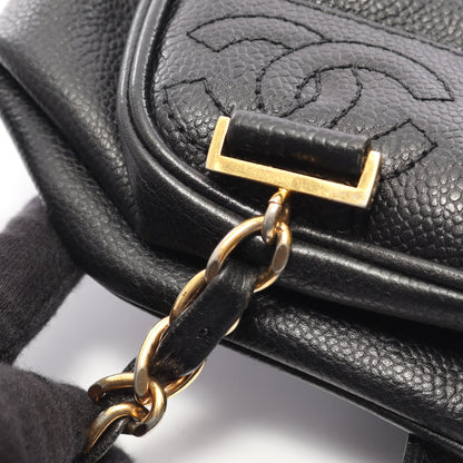 トリプルココ バックパック リュックサック キャビアスキン ブラック ゴールド金具 シャネル