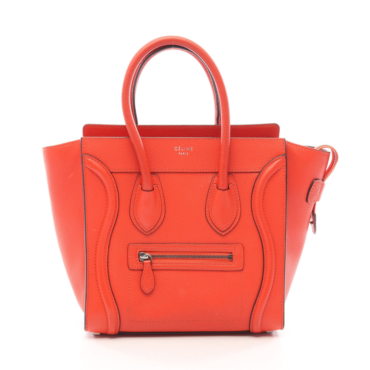 ラゲージ マイクロショッパー ハンドバッグ トートバッグ レザー オレンジレッド セリーヌ バッグ CELINE