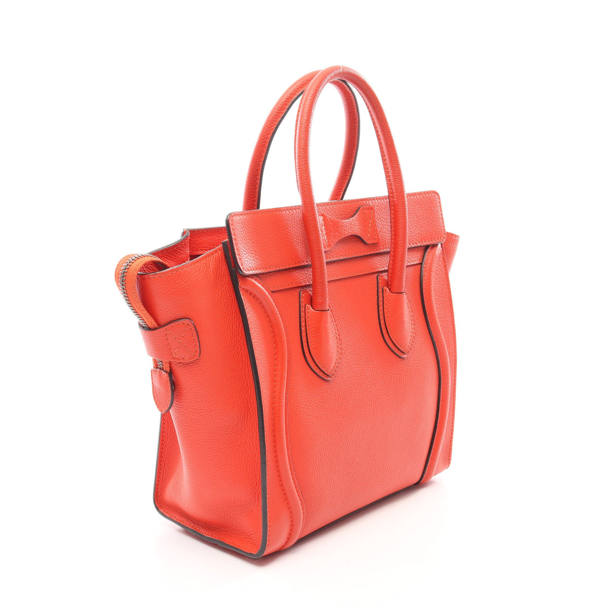 ラゲージ マイクロショッパー ハンドバッグ トートバッグ レザー オレンジレッド セリーヌ バッグ CELINE