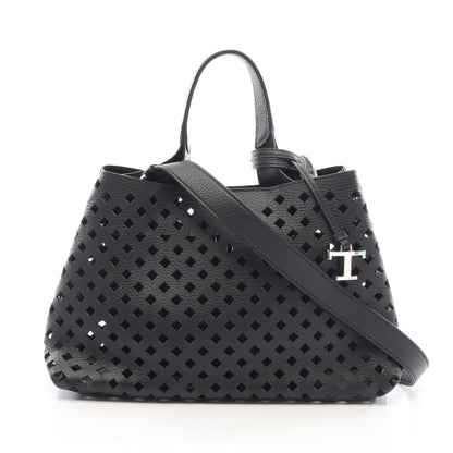 Tタイムレス パンチング 2WAY ショルダーバッグ レザー ブラック トッズ