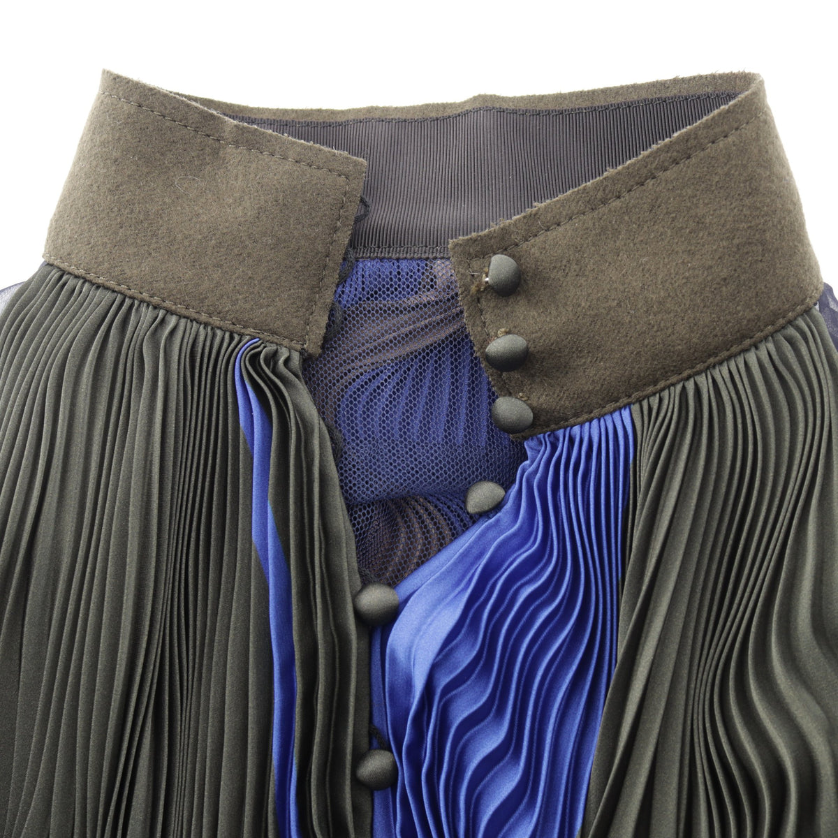 異素材ドッキング ロングシャツ トップス ウール カーキグリーン ダークネイビー マルチカラー サカイ トップス sacai
