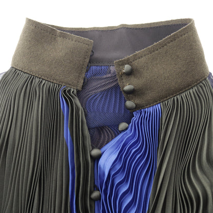 異素材ドッキング ロングシャツ トップス ウール カーキグリーン ダークネイビー マルチカラー サカイ トップス sacai