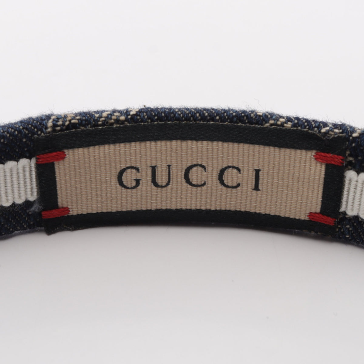 GGデニム カチューシャ コットン インディゴブルー ベージュ グッチ アクセサリー GUCCI