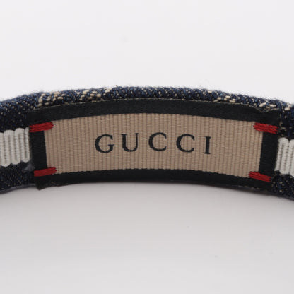 GGデニム カチューシャ コットン インディゴブルー ベージュ グッチ アクセサリー GUCCI