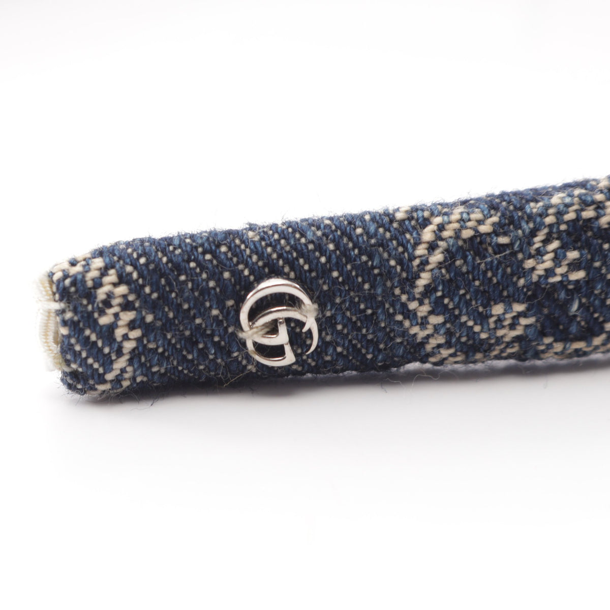 GGデニム カチューシャ コットン インディゴブルー ベージュ グッチ アクセサリー GUCCI