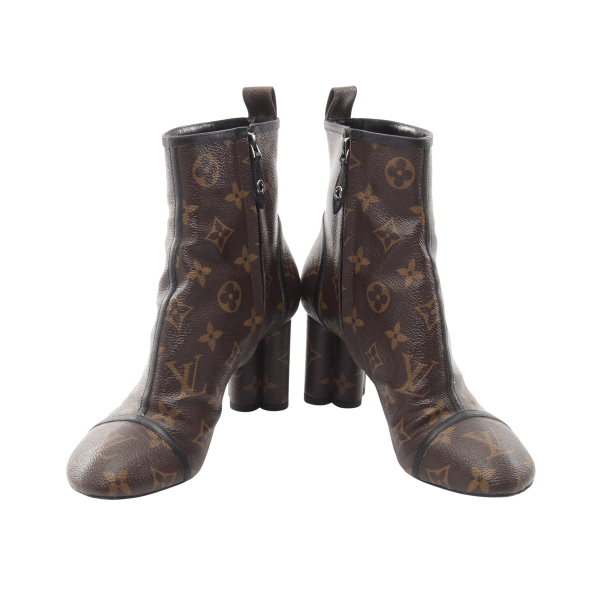 シルエットライン フラワーヒール モノグラム アンクル ブーツ PVC ブラウン ルイヴィトン シューズ LOUIS VUITTON