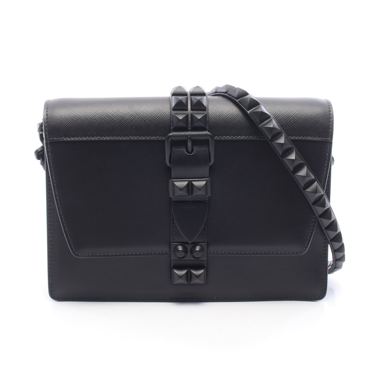 CITY CALF + SAFFI エレクトラ スタッズ ショルダーバッグ レザー ブラック プラダ