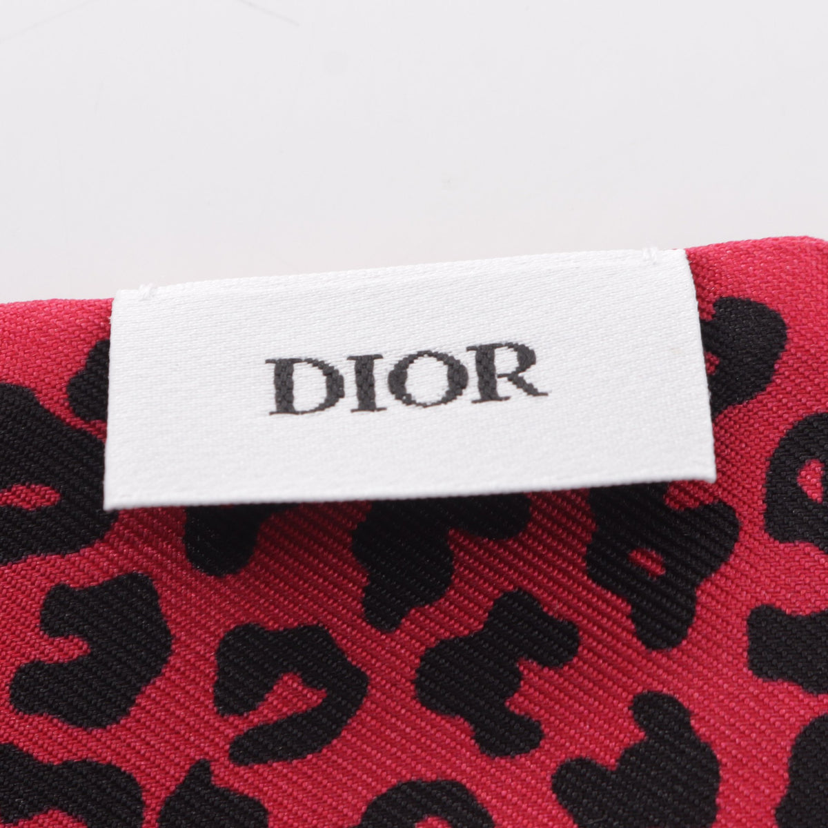 ミッツァ レオパード リボン スカーフ シルク ピンクレッド ブラック クリスチャンディオール 財布・小物 Christian Dior