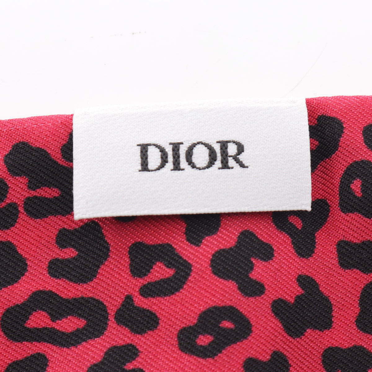 ミッツァ レオパード リボン スカーフ シルク ピンクレッド ブラック クリスチャンディオール 財布・小物 Christian Dior