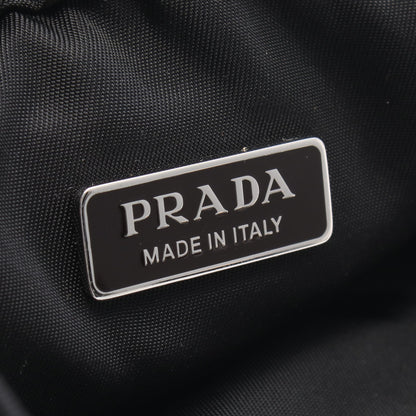 トライアングルロゴ ポーチ ナイロン レザー ブラック ダークブラウン プラダ