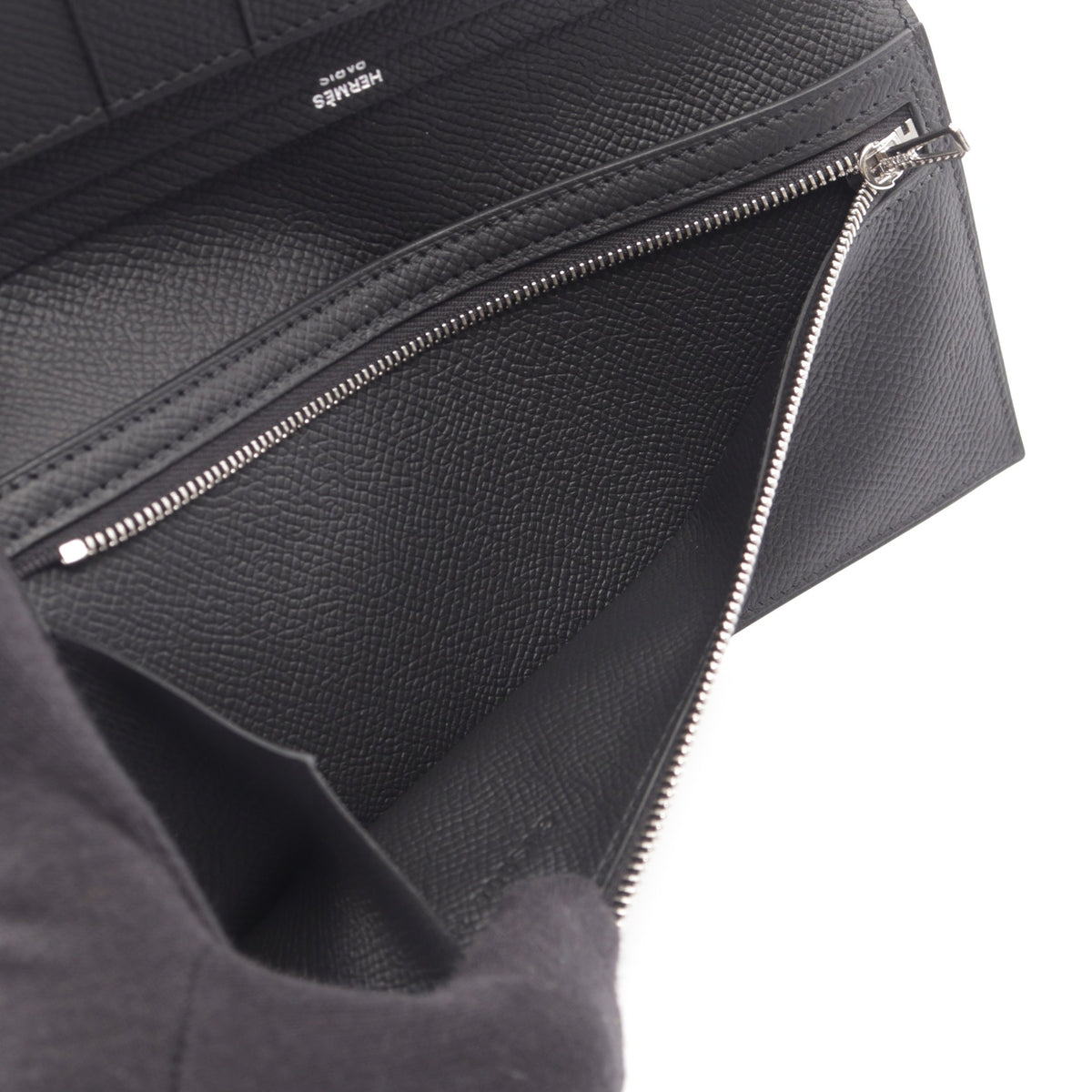 ベアンスフレ 二つ折り長財布 ヴォーエプソン ブラック シルバー金具 G刻印 エルメス