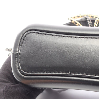 ガブリエル ドゥ シャネル スモール ホーボー コンビ金具 チェーンショルダーバッグ レザー ネイビー ブラック シャネル