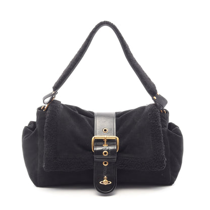 HAZEL TREASURE XL HANDBAG ハンドバッグ スエード ファー ブラック ヴィヴィアンウエストウッド
