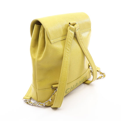 ココマーク バックパック リュックサック キャビアスキン イエロー シルバー金具 シャネル