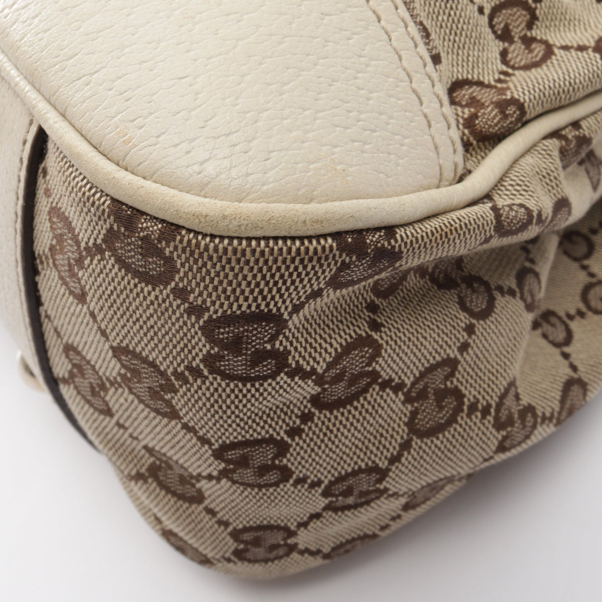 プリンシー シェリーライン ショルダーバッグ トートバッグ キャンバス レザー ベージュ オフホワイト グッチ バッグ GUCCI