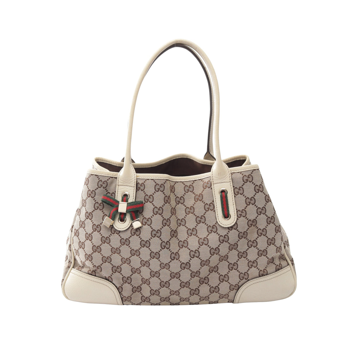 プリンシー シェリーライン ショルダーバッグ トートバッグ キャンバス レザー ベージュ オフホワイト グッチ バッグ GUCCI