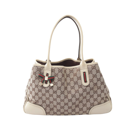 プリンシー シェリーライン ショルダーバッグ トートバッグ キャンバス レザー ベージュ オフホワイト グッチ バッグ GUCCI