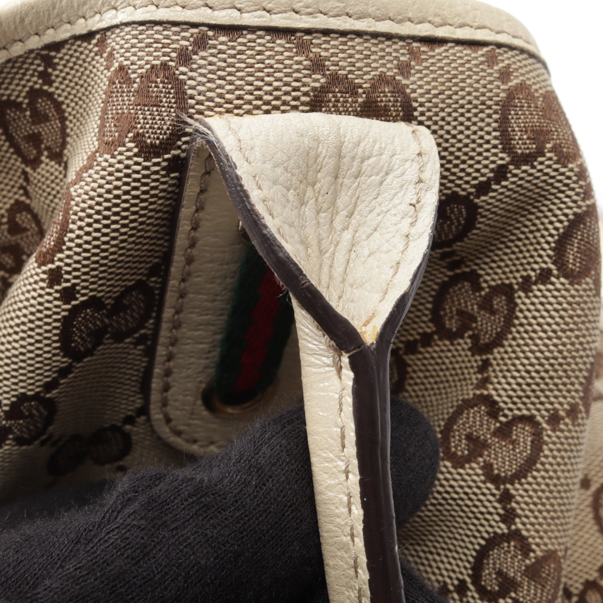 プリンシー シェリーライン ショルダーバッグ トートバッグ キャンバス レザー ベージュ オフホワイト グッチ バッグ GUCCI