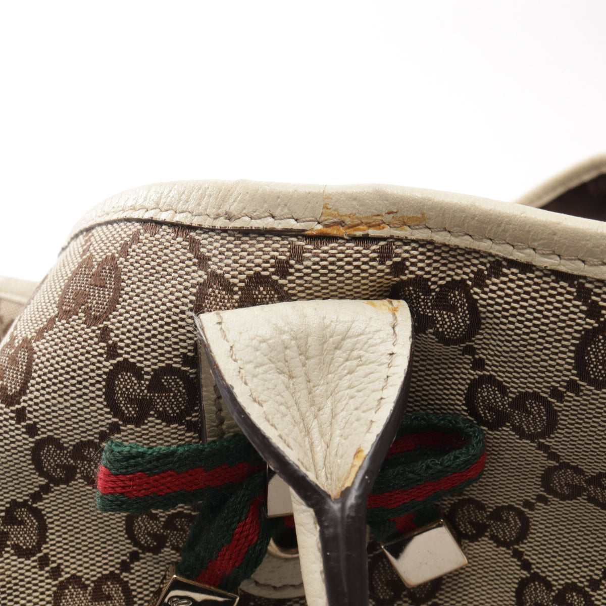 プリンシー シェリーライン ショルダーバッグ トートバッグ キャンバス レザー ベージュ オフホワイト グッチ バッグ GUCCI