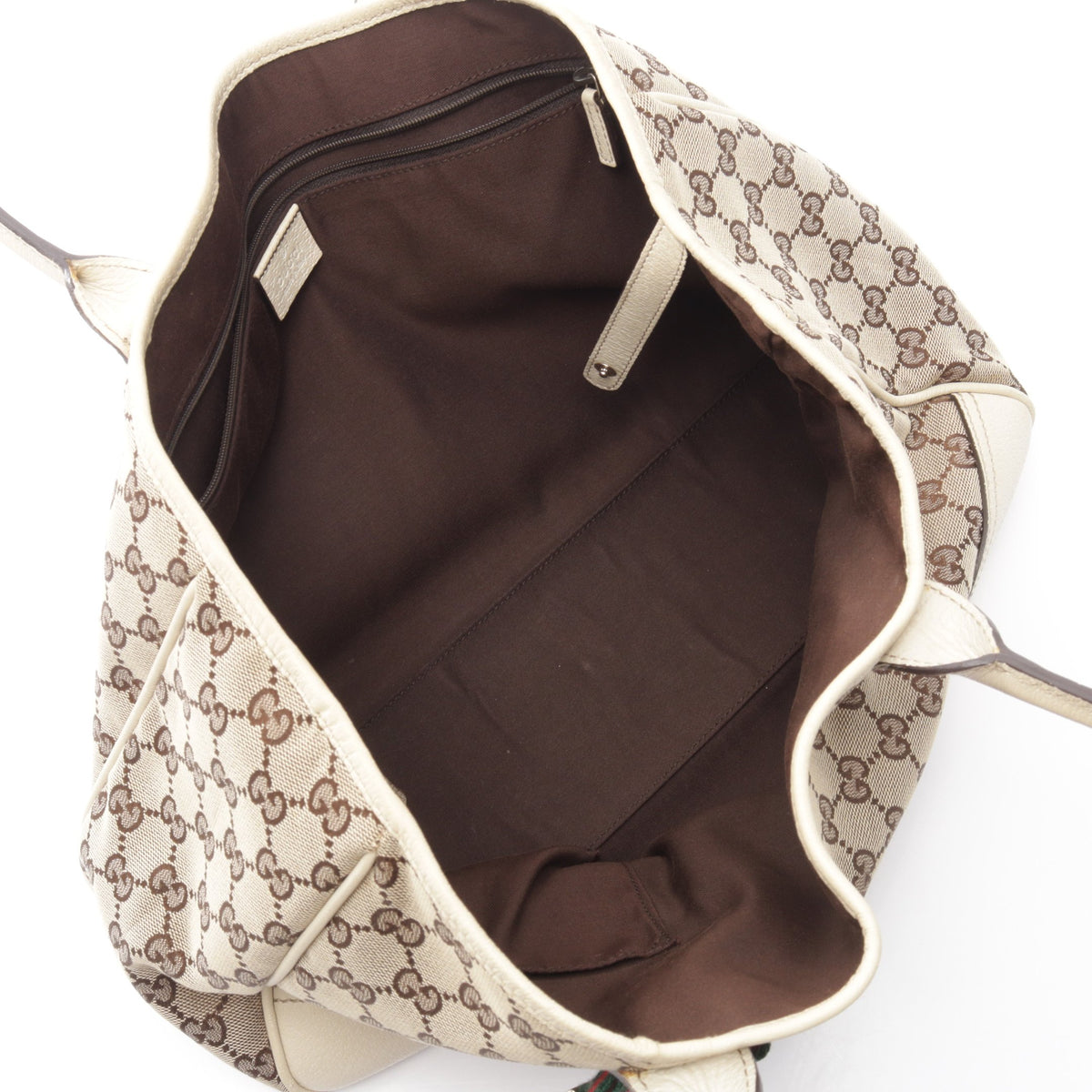 プリンシー シェリーライン ショルダーバッグ トートバッグ キャンバス レザー ベージュ オフホワイト グッチ バッグ GUCCI