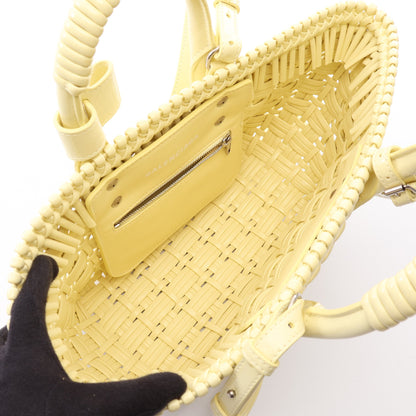 BISTRO XS ビストロ バスケットバッグ 2WAY ハンドバッグ トートバッグ エナメル ライトイエロー バレンシアガ バッグ BALENCIAGA