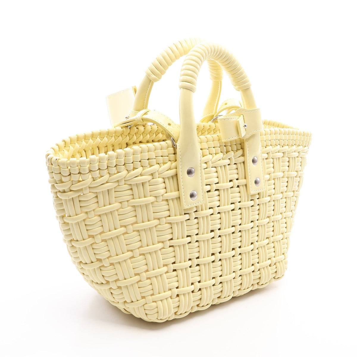 BISTRO XS ビストロ バスケットバッグ 2WAY ハンドバッグ トートバッグ エナメル ライトイエロー バレンシアガ バッグ BALENCIAGA