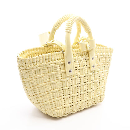 BISTRO XS ビストロ バスケットバッグ 2WAY ハンドバッグ トートバッグ エナメル ライトイエロー バレンシアガ バッグ BALENCIAGA