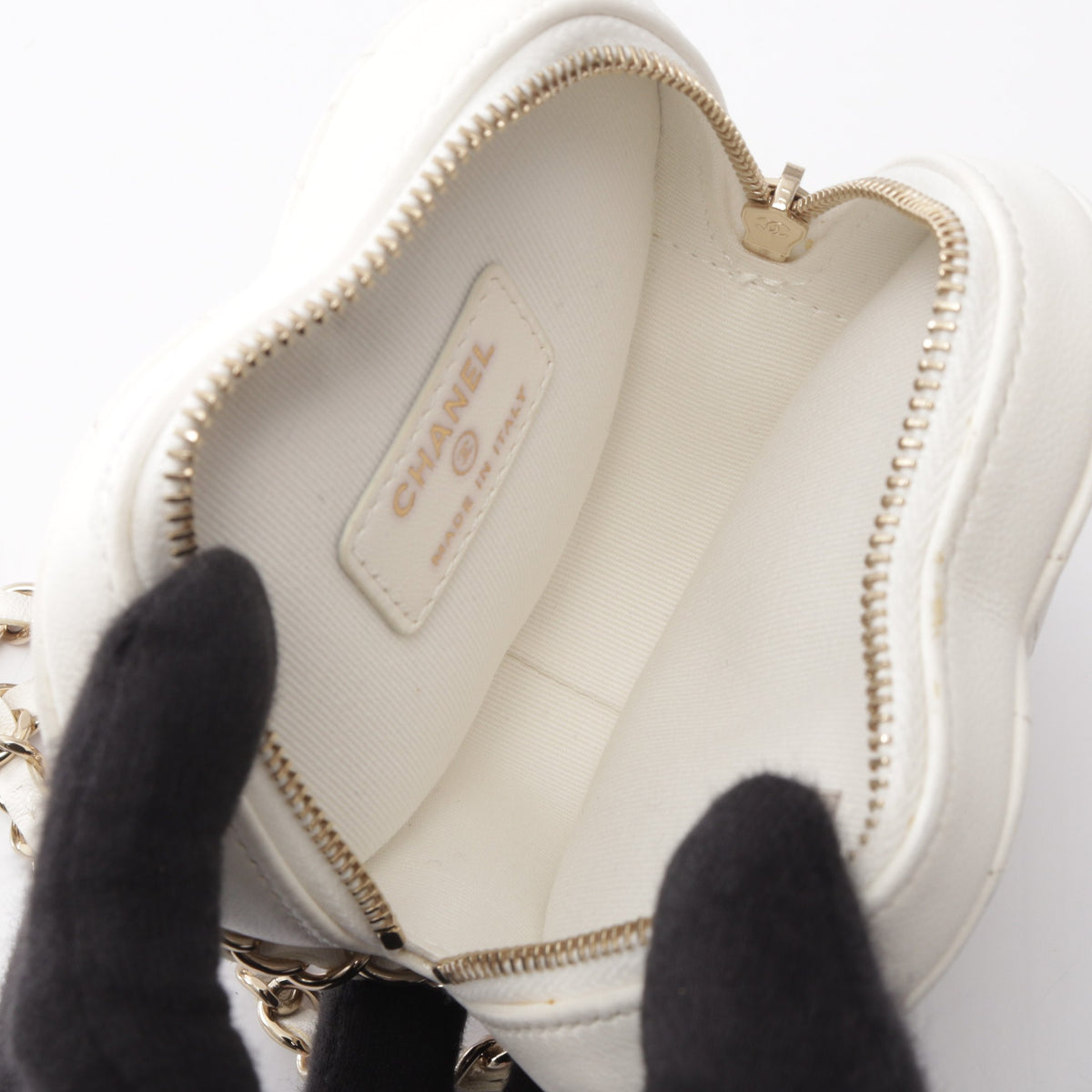 マトラッセ ハート チェーンベルトバッグ ウエストバッグ ラムスキン ホワイト ゴールド金具 シャネル バッグ CHANEL