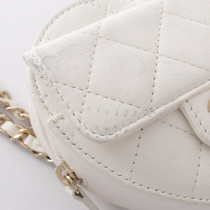 マトラッセ ハート チェーンベルトバッグ ウエストバッグ ラムスキン ホワイト ゴールド金具 シャネル バッグ CHANEL