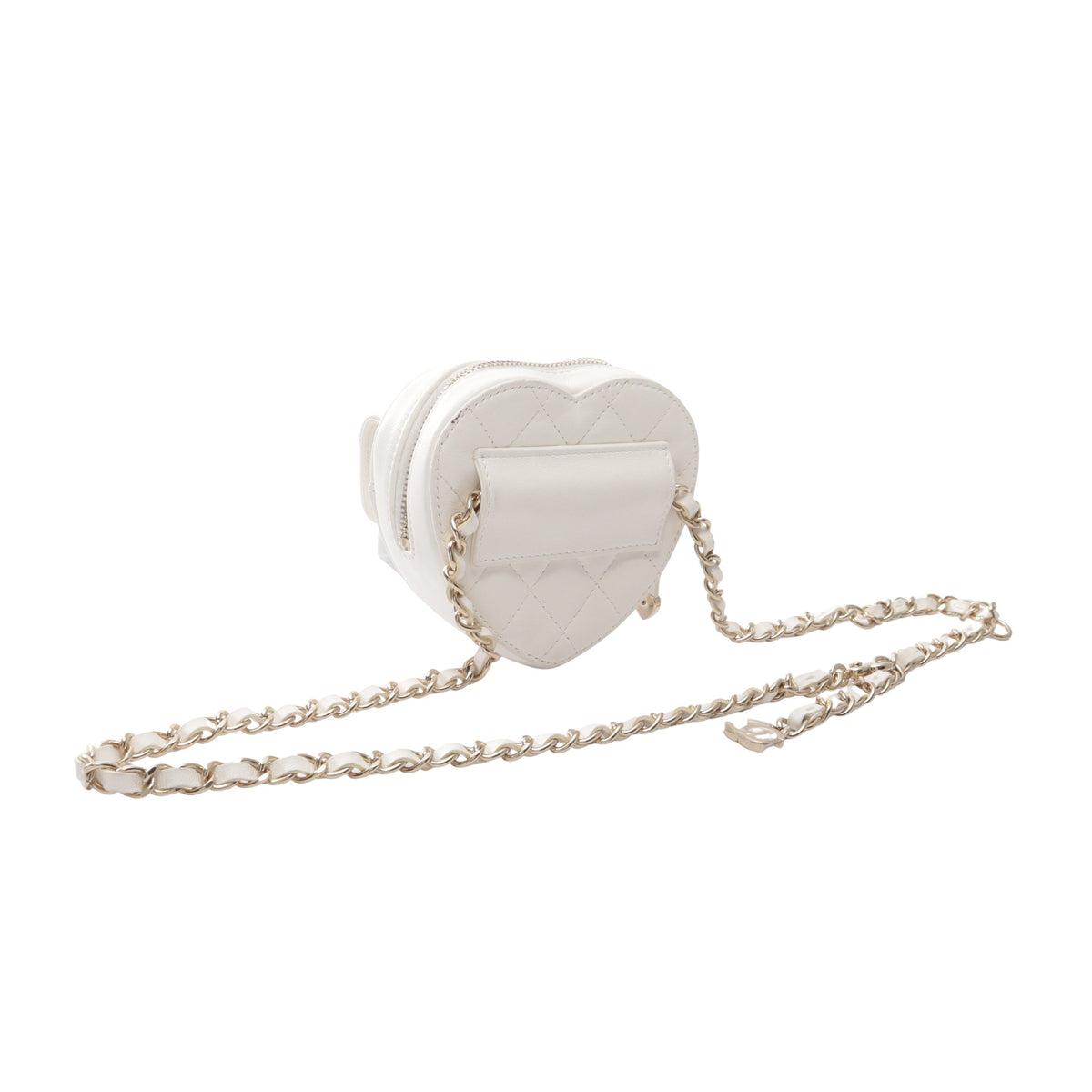 マトラッセ ハート チェーンベルトバッグ ウエストバッグ ラムスキン ホワイト ゴールド金具 シャネル バッグ CHANEL