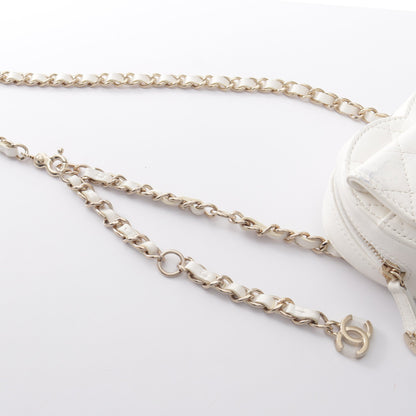 マトラッセ ハート チェーンベルトバッグ ウエストバッグ ラムスキン ホワイト ゴールド金具 シャネル バッグ CHANEL
