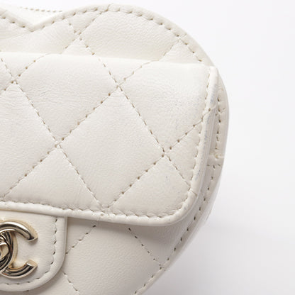 マトラッセ ハート チェーンベルトバッグ ウエストバッグ ラムスキン ホワイト ゴールド金具 シャネル バッグ CHANEL