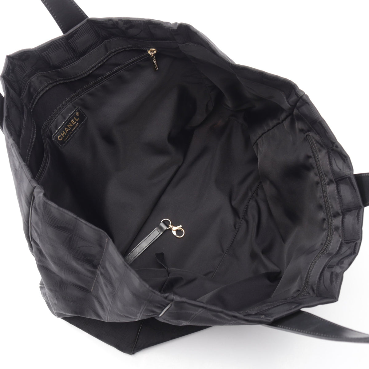 ニュートラベルラインMM ハンドバッグ トートバッグ ナイロンキャンバス レザー ブラック シャネル バッグ CHANEL