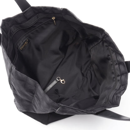 ニュートラベルラインMM ハンドバッグ トートバッグ ナイロンキャンバス レザー ブラック シャネル バッグ CHANEL