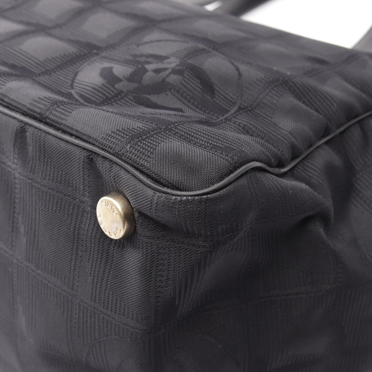 ニュートラベルラインMM ハンドバッグ トートバッグ ナイロンキャンバス レザー ブラック シャネル バッグ CHANEL