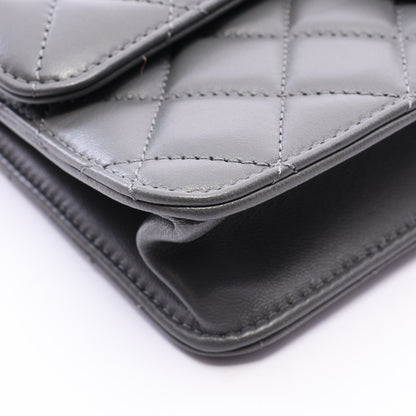 マトラッセ フラップ 2WAY チェーンショルダーバッグ ラムスキン グレー ゴールド金具 シャネル バッグ CHANEL