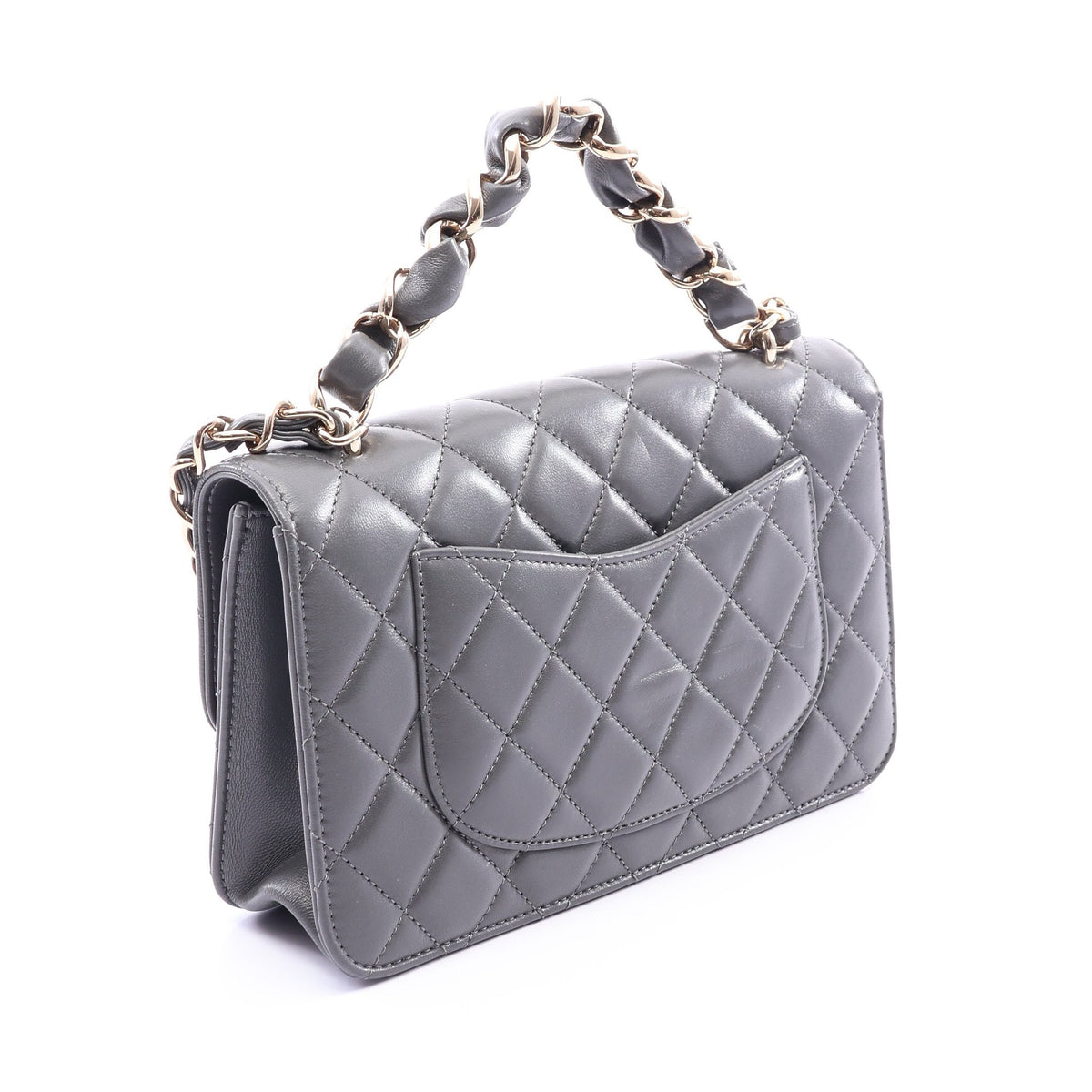 マトラッセ フラップ 2WAY チェーンショルダーバッグ ラムスキン グレー ゴールド金具 シャネル バッグ CHANEL