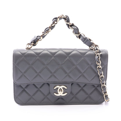 マトラッセ フラップ 2WAY チェーンショルダーバッグ ラムスキン グレー ゴールド金具 シャネル バッグ CHANEL