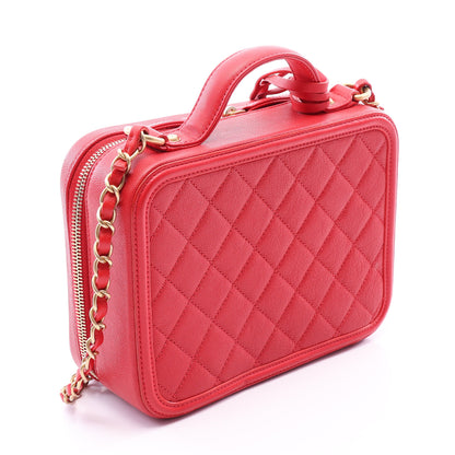 CCフィグリー バニティバッグ 2WAY チェーンショルダーバッグ キャビアスキン レッド ゴールド金具 シャネル バッグ CHANEL