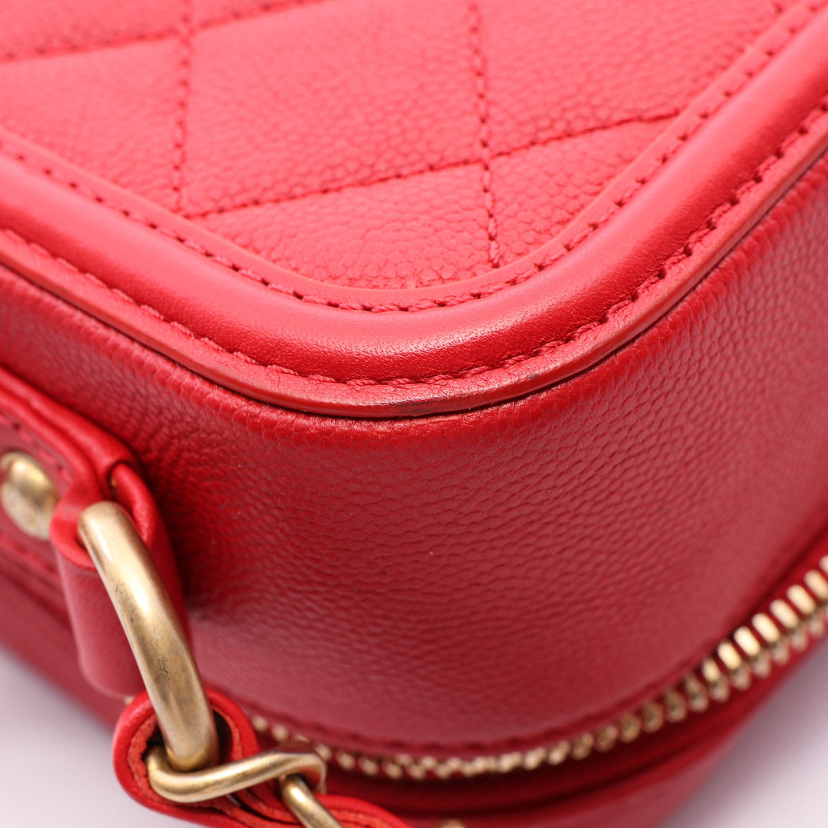 CCフィグリー バニティバッグ 2WAY チェーンショルダーバッグ キャビアスキン レッド ゴールド金具 シャネル バッグ CHANEL