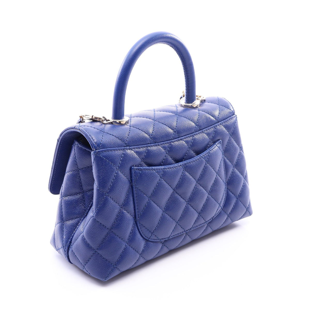 ココハンドル フラップ マトラッセ 2WAY ハンドバッグ キャビアスキン ブルー ゴールド金具 シャネル バッグ CHANEL