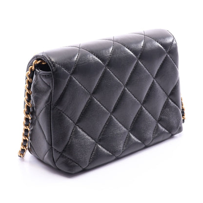 マトラッセ ミニフラップバッグ チェーンショルダーバッグ ラムスキン ブラック ゴールド金具 シャネル バッグ CHANEL