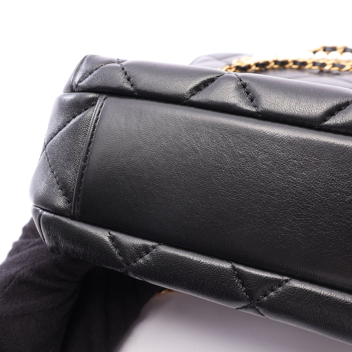 マトラッセ ミニフラップバッグ チェーンショルダーバッグ ラムスキン ブラック ゴールド金具 シャネル バッグ CHANEL