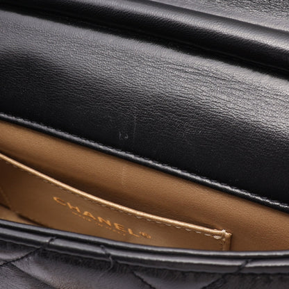 マトラッセ ミニフラップバッグ チェーンショルダーバッグ ラムスキン ブラック ゴールド金具 シャネル バッグ CHANEL