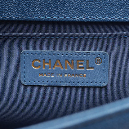 ボーイシャネル チェーンショルダーバッグ キャビアスキン ブルー ゴールド金具 シャネル バッグ CHANEL